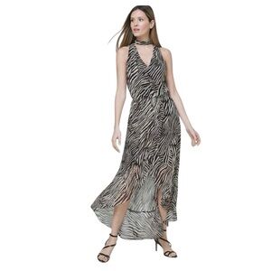 NWT WHITE HOUSE BLACK MARKET ZEBRA PRINT HI-LOW MAXI DRESS SIZE 14